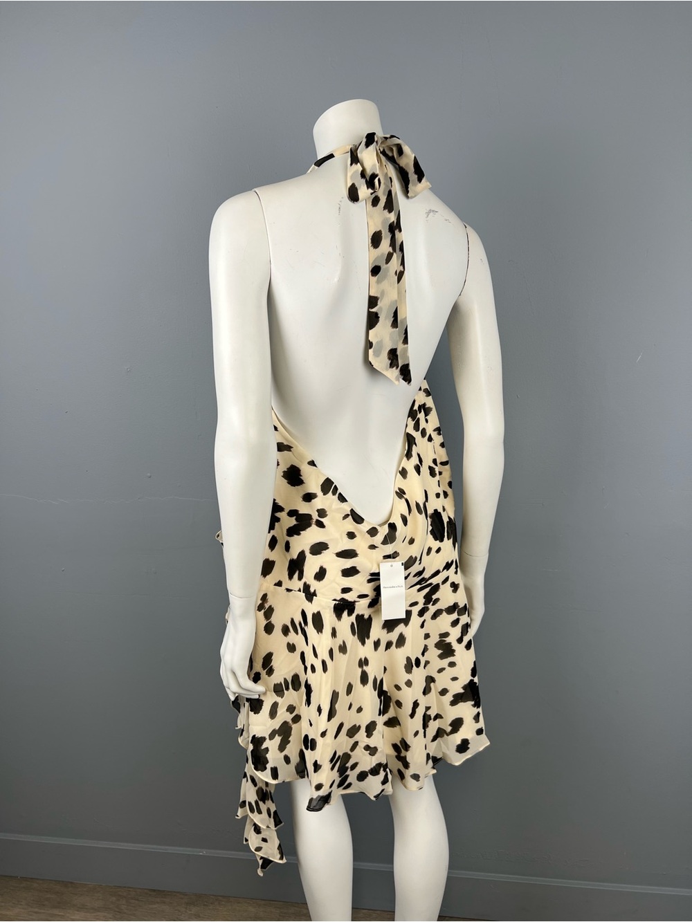NEW WITH TAGS Abercrombie & Fitch Halter Mini Dress in Cream and Black Cowprint - Picture 9 of 11